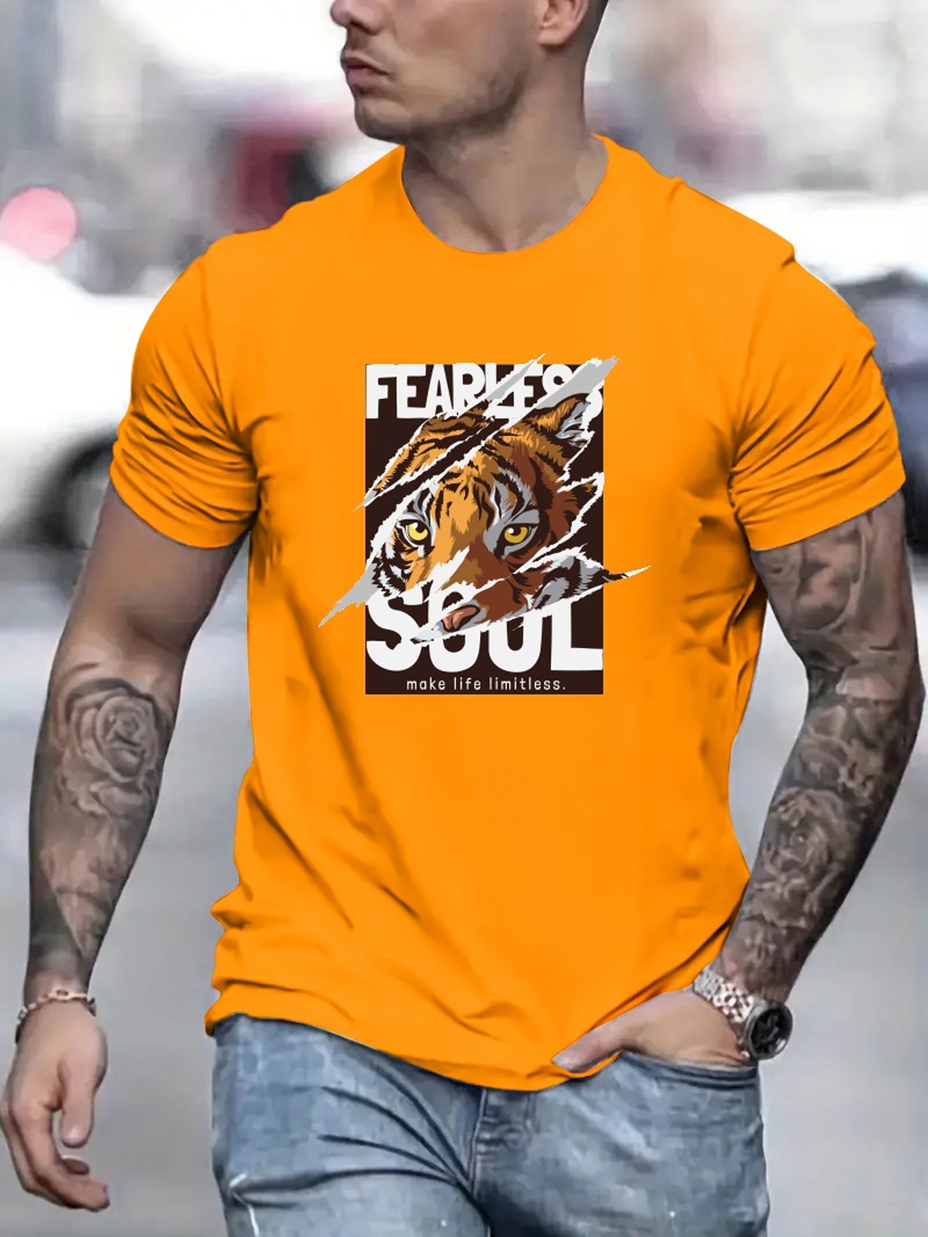  Fearless Tiger Design T-Shirt : Clothing, Shoes & Jewelry