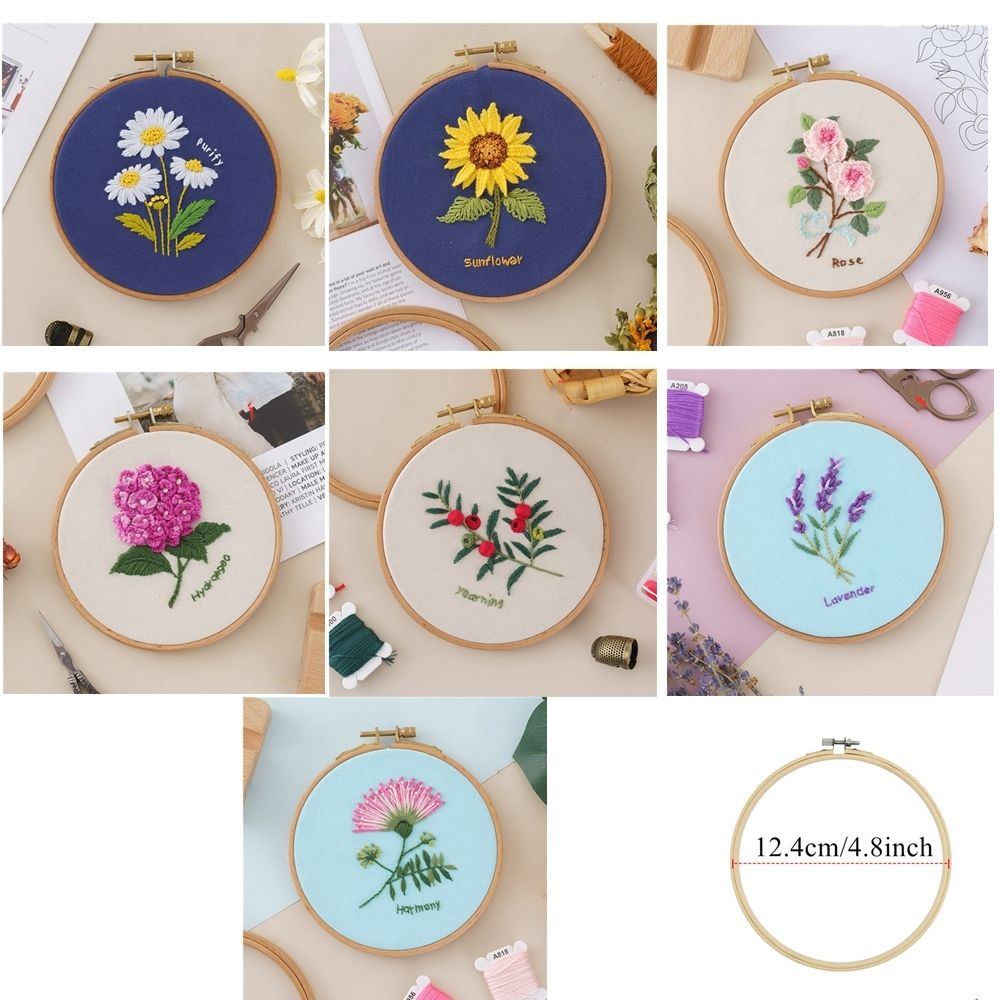 Starter Kit Flower Embroidery Hoop Sewing Tool Set DIY Cross Stitch Art  Crafts Decoration 