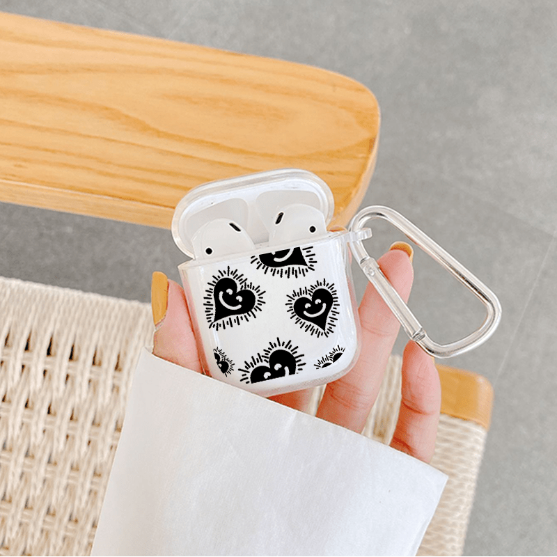 Black Rhinestone& Heart Graphic Pattern Headphone Clear Case For  Airpods1/2, Airpods3, Pro, Pro (2nd Generation), Gift For Birthday,  Girlfriend, Boyfriend, Friend Or Yourself, Transparent Anti-fall Silicon -  Temu United Arab Emirates