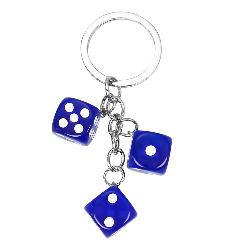 Blue dice key ring