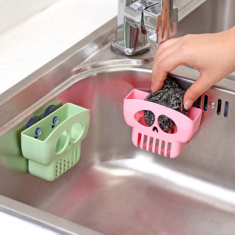 mDesign Plastic Suction Shower Caddy Storage Basket - Soap and Sponge Holder for