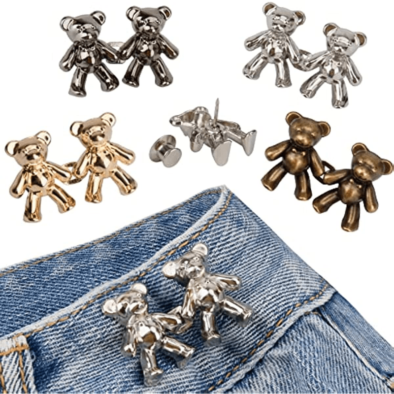 Cute Bear Button Pin Jeans Seamless Fit No Tools Instant - Temu