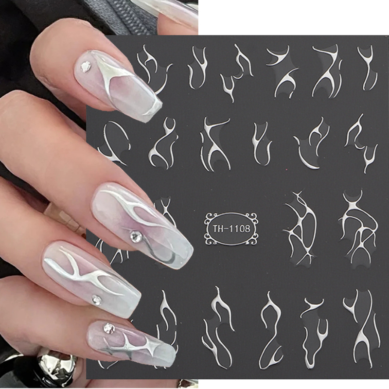 Luxury Nail Stickers-Variety - Curves & Sparkle Nail Designs