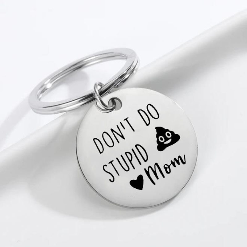 1pc Stainless Steel Dont Do Stupid Funny Keychain Gift - Temu