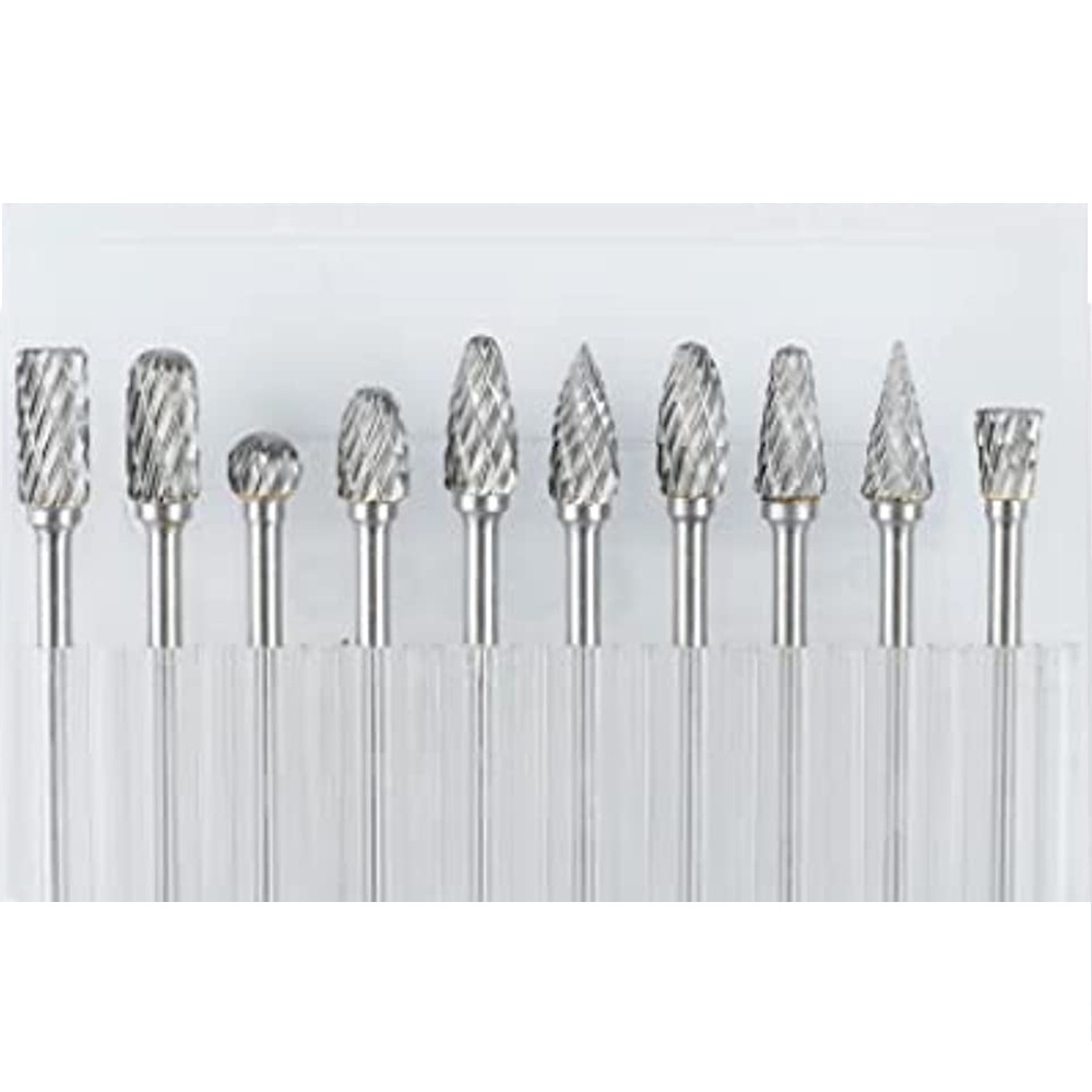 10pcs double cut tungsten carbide rotary burr set perfect for woodworking drilling carving engraving polishing