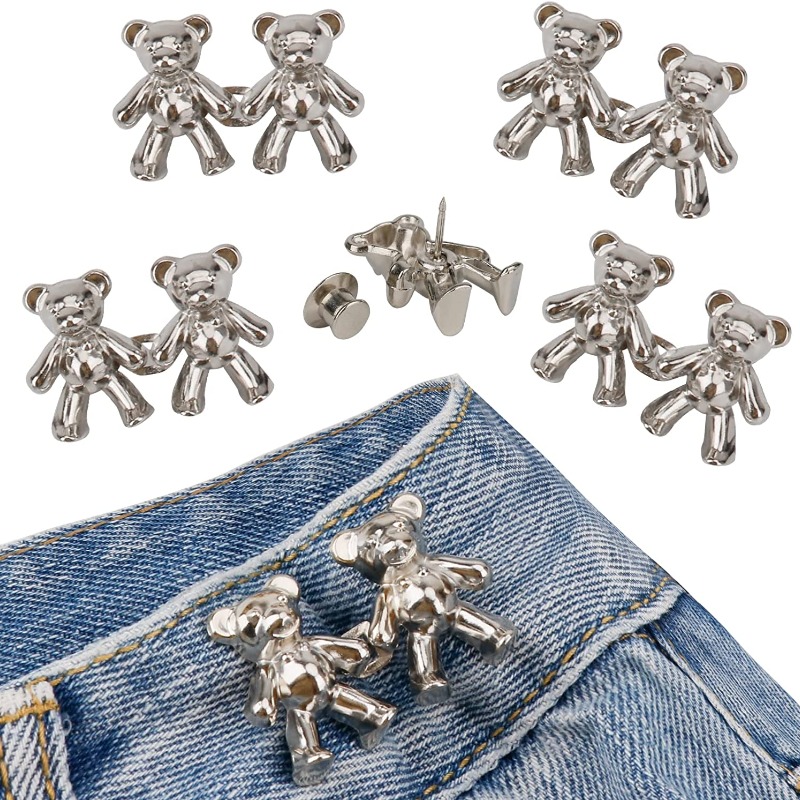 Cheap Bear Trousers Waist Buckle Adjustable Jean Button Pins Detachable Waistband  Tightener Pants Clips No Sewing Required Jean Buttons