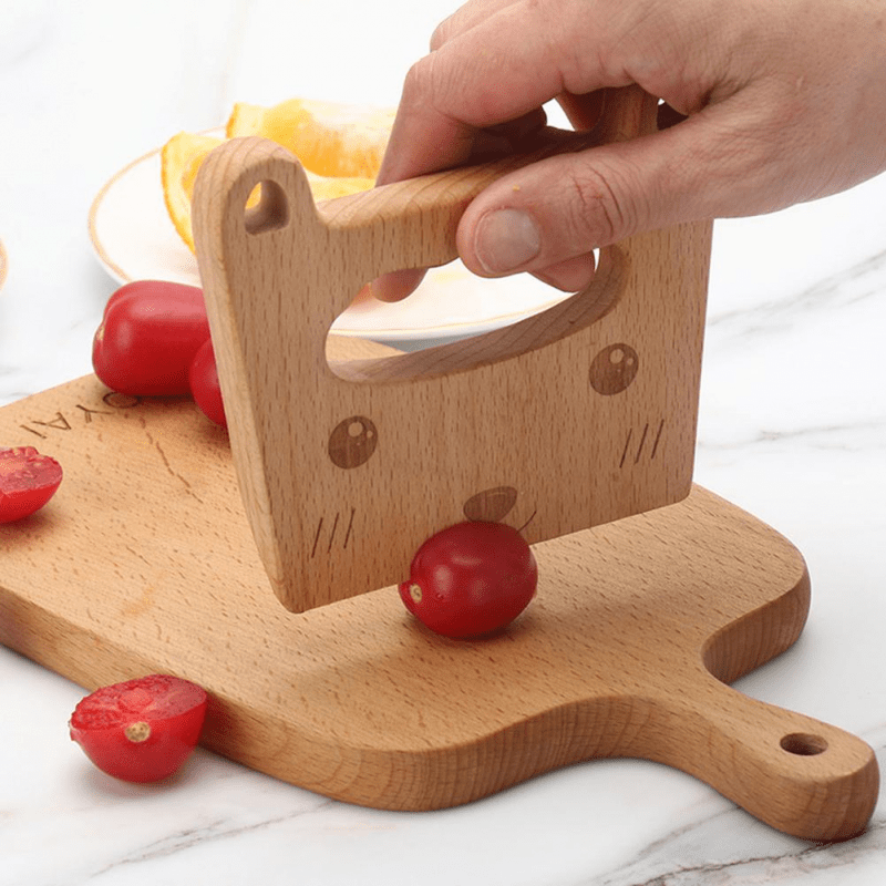 Safe Wooden Knife for Kids, Kitchen Toy, Vegetable and Fruit Cutter,  Chopper 