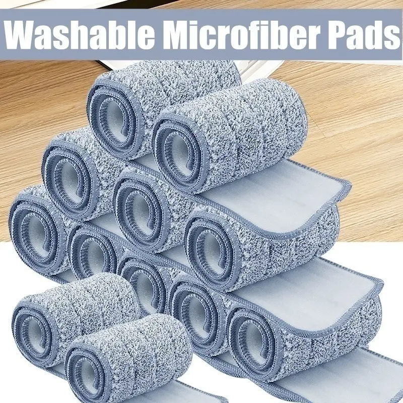 5pcs, Washable Durable Replacement Microfiber Pads, Dust Push Mop Cleaning  Supplies, Cloth For Flat Squeeze Mop 33X12CM/12.99X4.72inch
