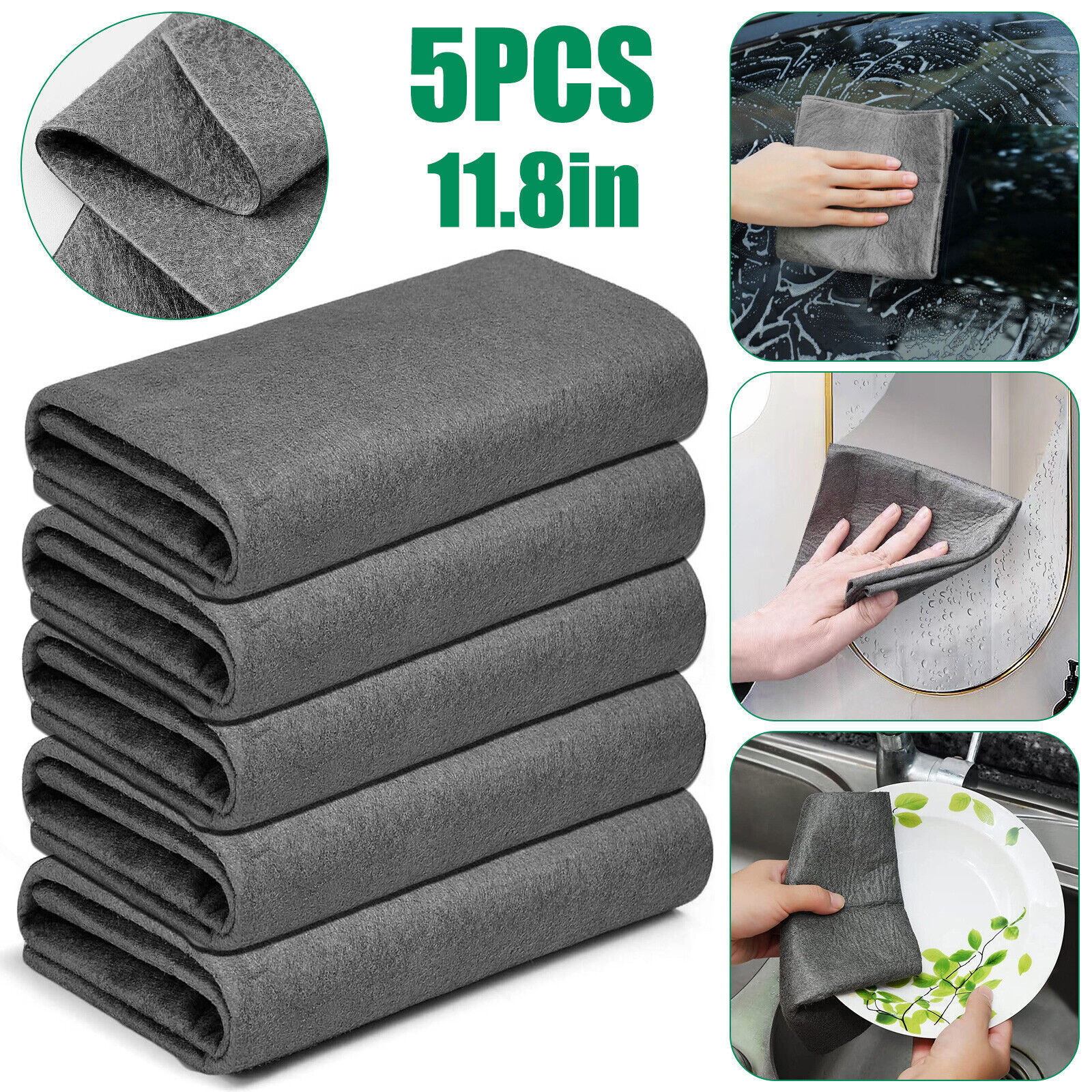 

5pcs Cleaning Cloth, Thickened Scouring Pad, Magic Cleaning Rag, Home Magic Cleaning Cloth, Reusable Microfiber Cleaning Rag