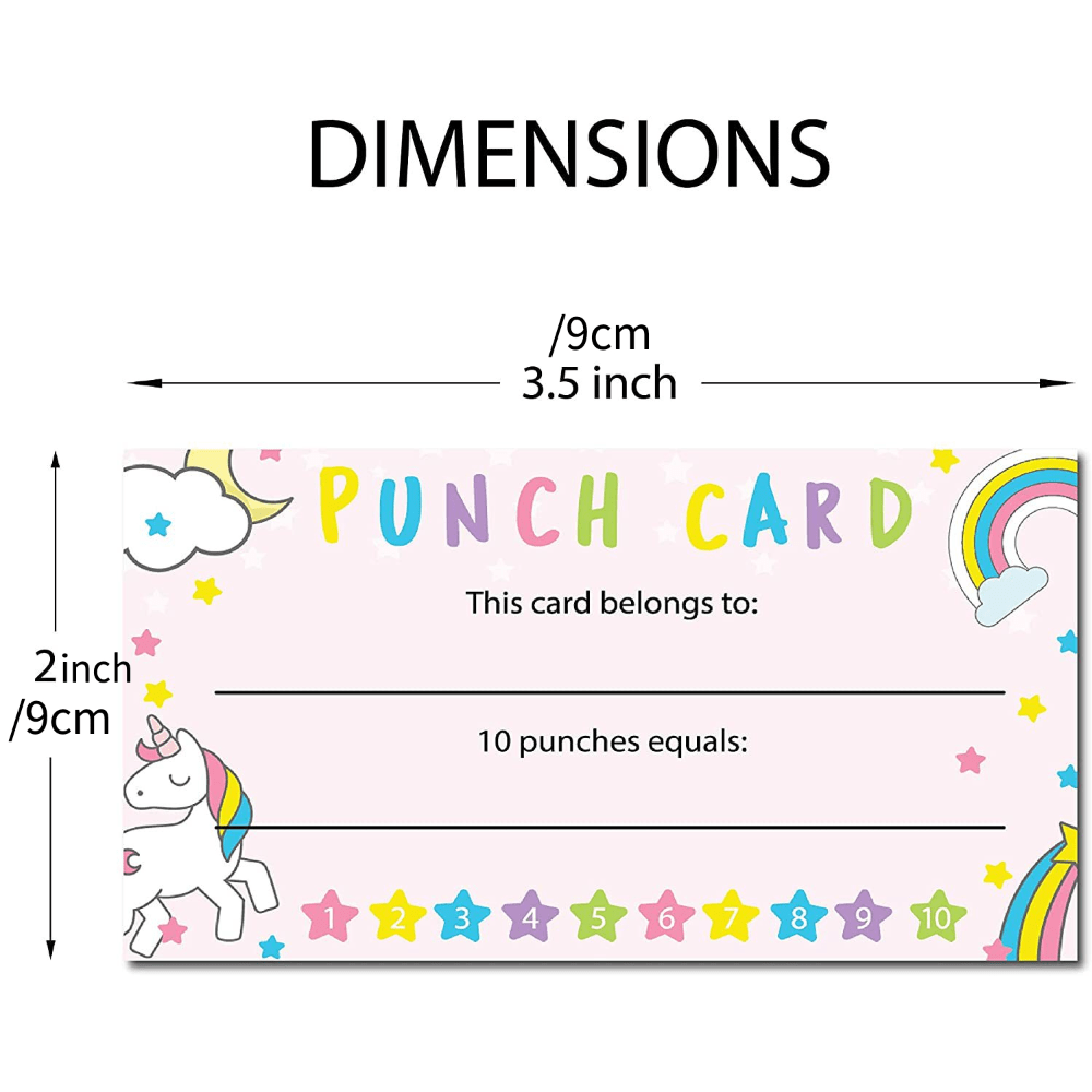 50Pcs/Set Kids Reward Cards Cartoon Animals Punch Cards for