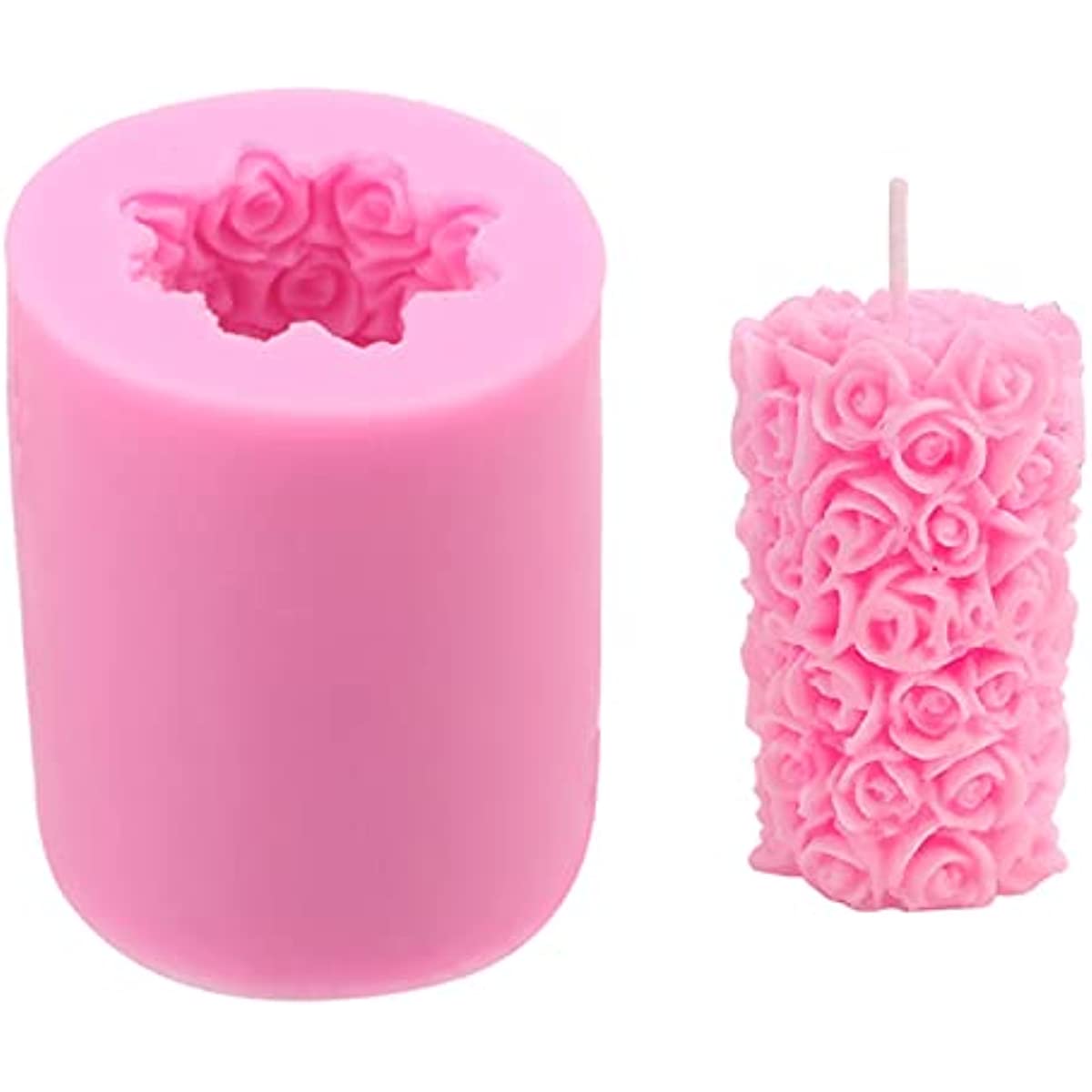 Cylinder Rose Flower Silicone Candle Mold for Handmade Soap, Bath Bomb,  Lotion bar, Crayon, Wax, Polymer Clay