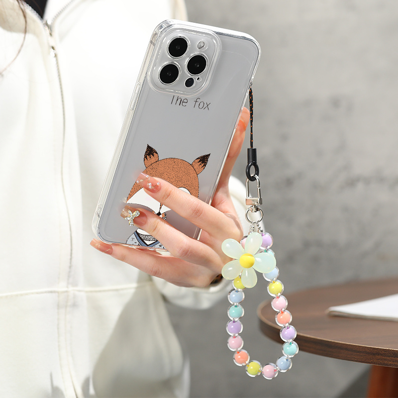 

Cartoon Fox Graphic Phone Case With Lanyard For Iphone 14, 13, 12, 11 Pro Max, Xs Max, X, Xr, 8, 7, 6, 6s Mini, Plus Gift For Birthday, Girlfriend, Boyfriend, Friend Or Yourself, Transparent Silicon