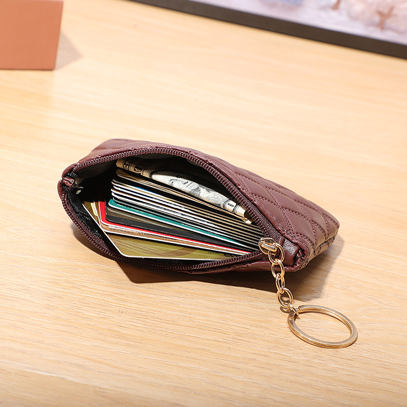 Leather Coin Purse Wallet Mini Keyrings Change Pouch Card Holder for Men  Womens