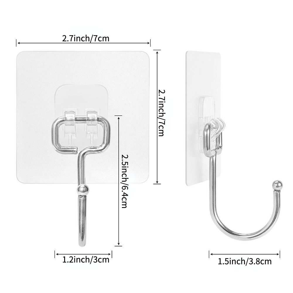 Adhesive Hooks Heavy Duty Wall Hooks Waterproof Stainless Steel