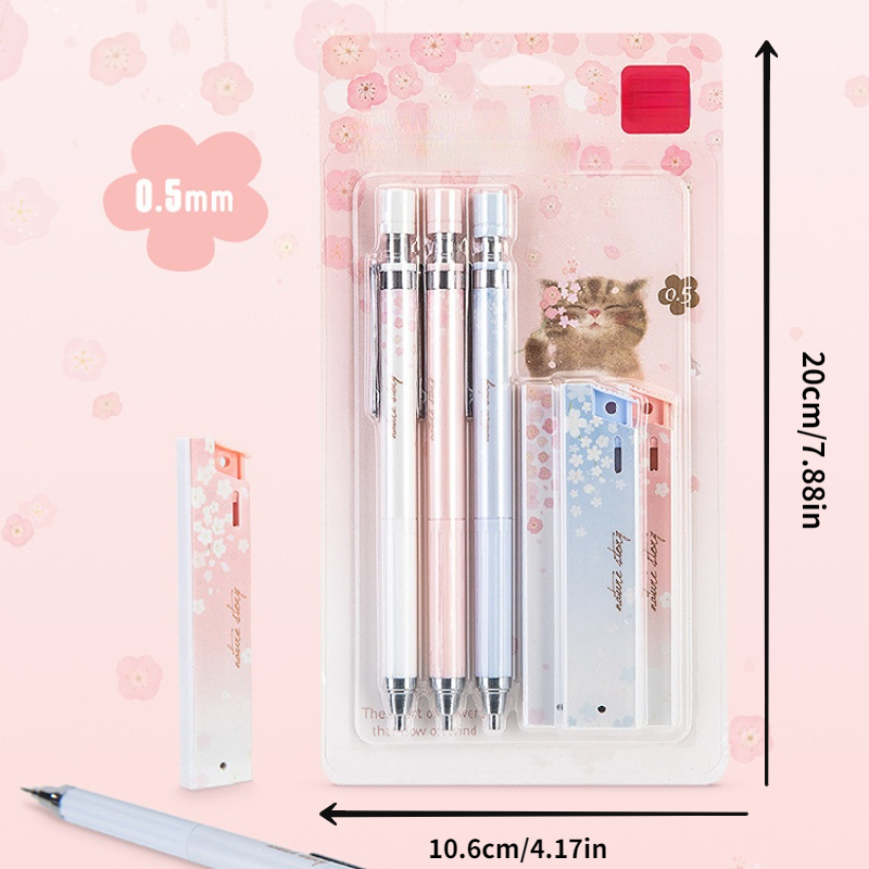 1 Mechanical Pencil Set 0.5 Cherry Mechanical Pencil Cute - Temu