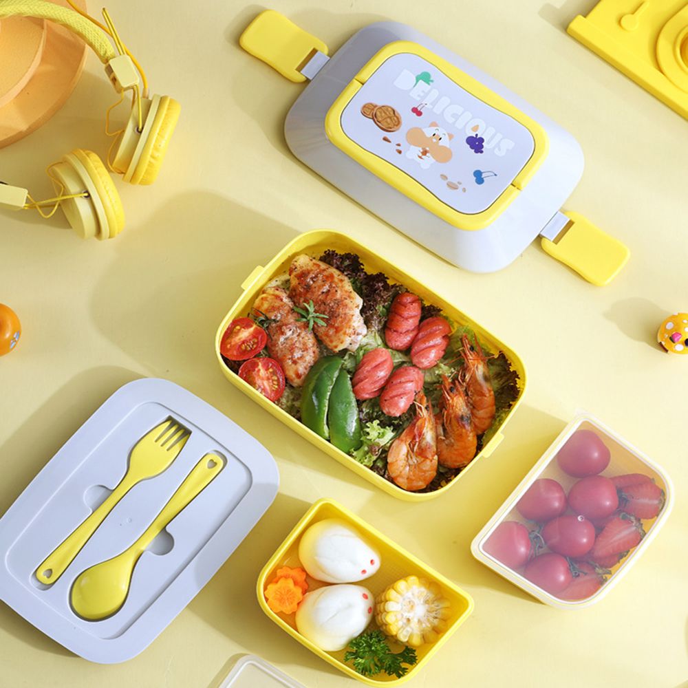 Portable Thermal Lunch Box, Layer Grid Leakproof Bento Box With Fork And  Spoon, Microwavable Prevent Odor School Bento Lunch Box, For Kids, Office  Workers And Travelers, Kitchen Supplies - Temu