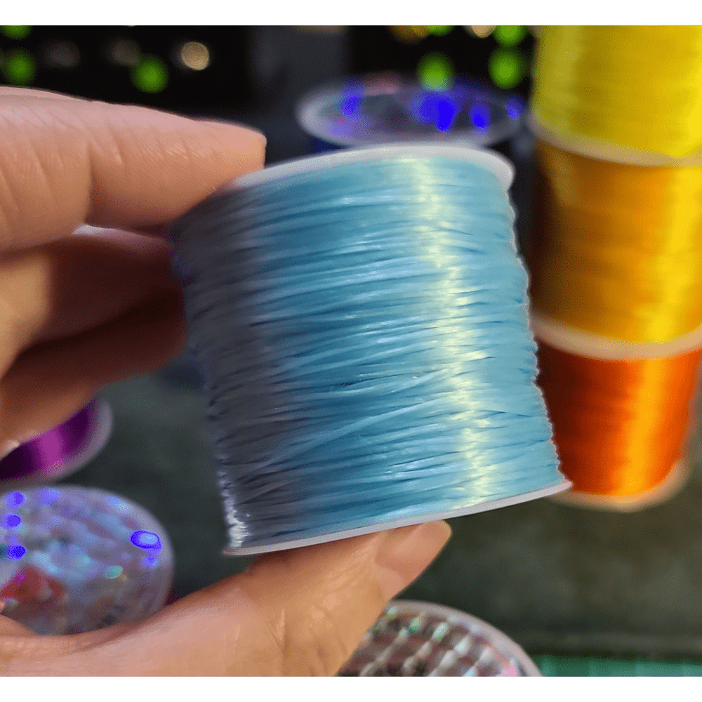 1 Roll 0.6mm Crystal Bead String, Elastic & Transparent Diy Jewelry Making  Thread, Easy To Go Through Beads(100m/Roll)
