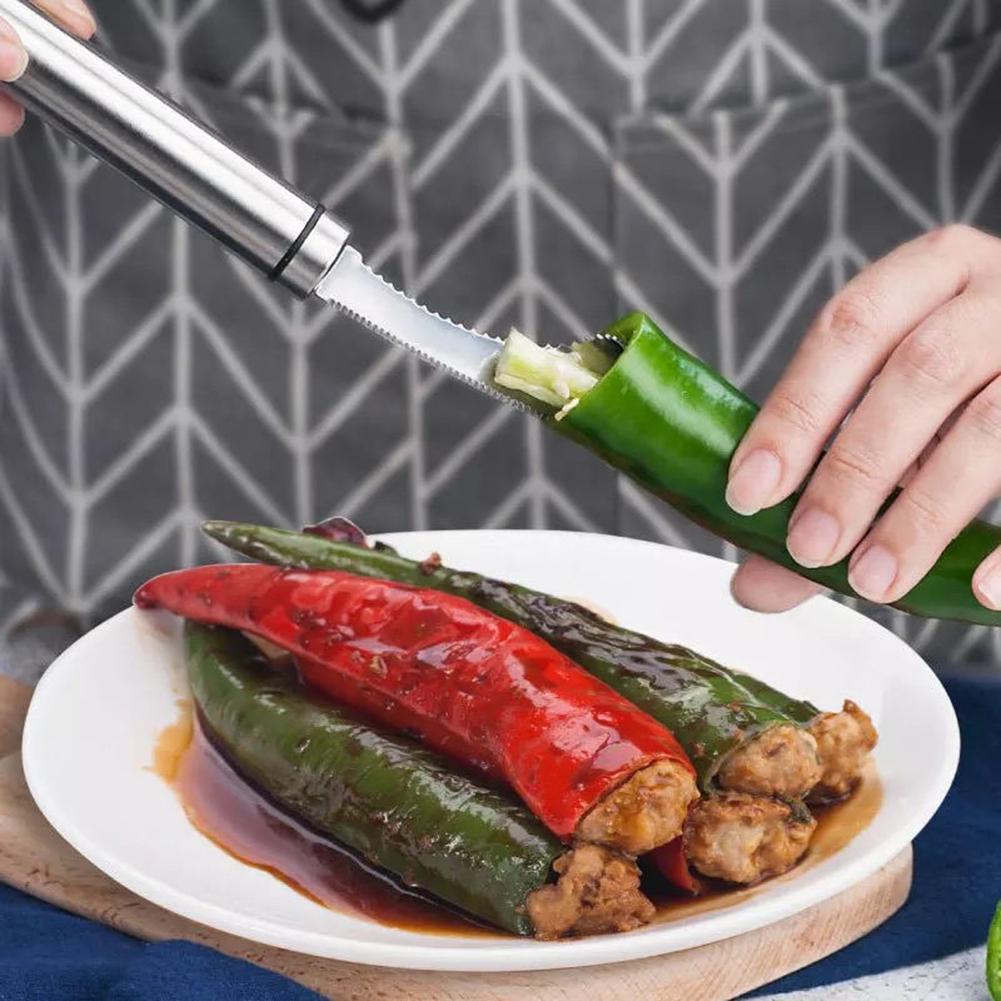 HOW TO SLICE GREEN BELL PEPPER WITH KNIFE OR VEGETABLE SLICER 