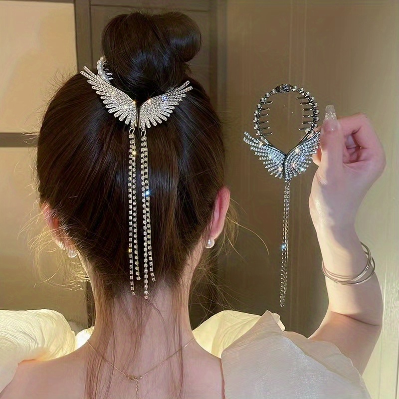 Angel Wings Leaves Pearls Hair Stick U Hairpin Vintage Hair 