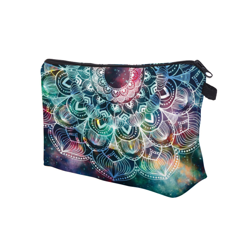 3D Galaxy Mandalora Makeup Pouch - Vibrant Cosmic Pattern Polyester Cosmetic Bag with Zipper, Portable Organizer for Travel & Gifts, Ideal for Holidays, Travel Organizer|Vibrant Cosmic Design|Zippered Pouch, Makeup Pouches