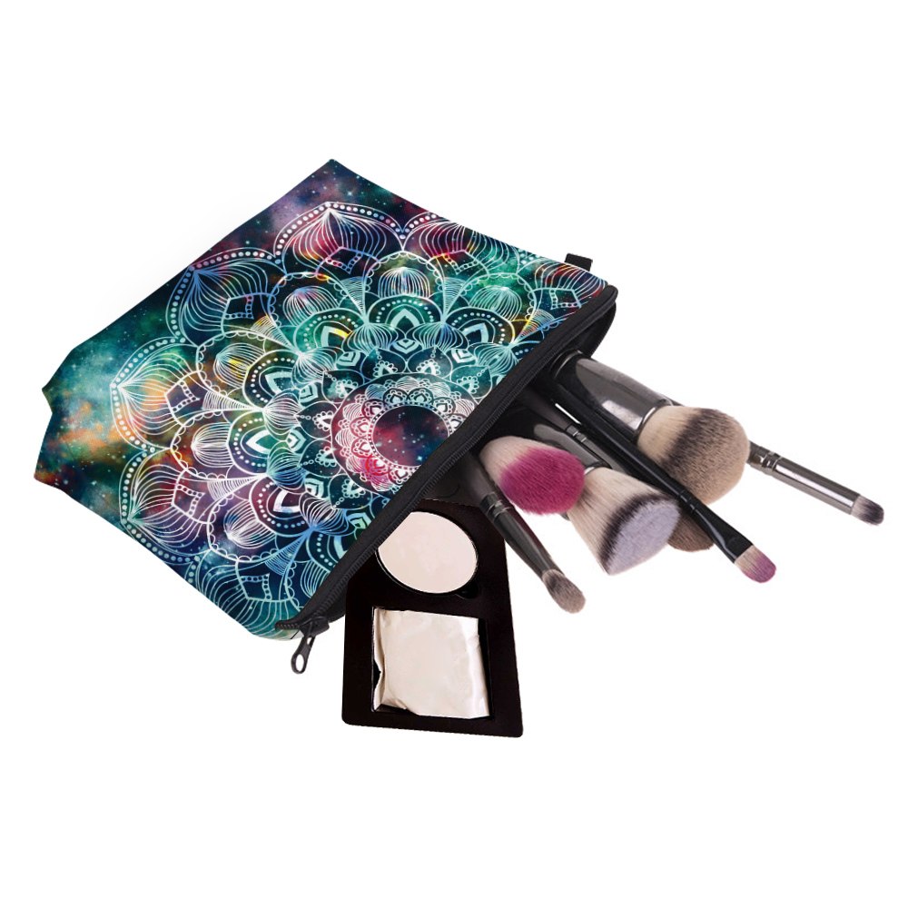 3D Galaxy Mandalora Makeup Pouch - Vibrant Cosmic Pattern Polyester Cosmetic Bag with Zipper, Portable Organizer for Travel & Gifts, Ideal for Holidays, Travel Organizer|Vibrant Cosmic Design|Zippered Pouch, Makeup Pouches