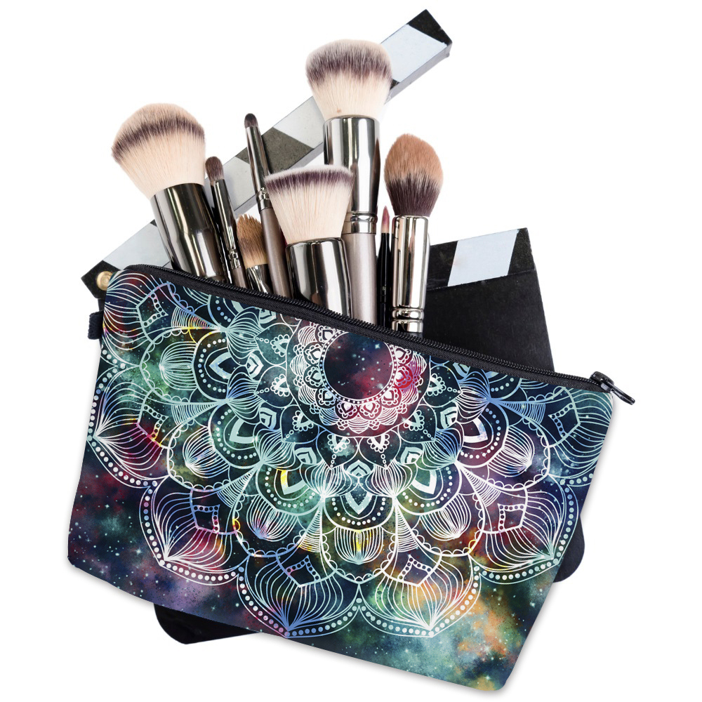 3D Galaxy Mandalora Makeup Pouch - Vibrant Cosmic Pattern Polyester Cosmetic Bag with Zipper, Portable Organizer for Travel & Gifts, Ideal for Holidays, Travel Organizer|Vibrant Cosmic Design|Zippered Pouch, Makeup Pouches