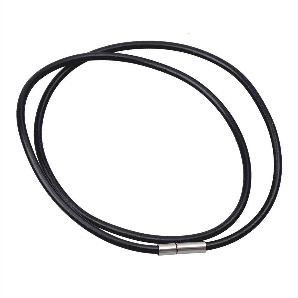 Men's Charm Round Leather Rope Necklace with Chain