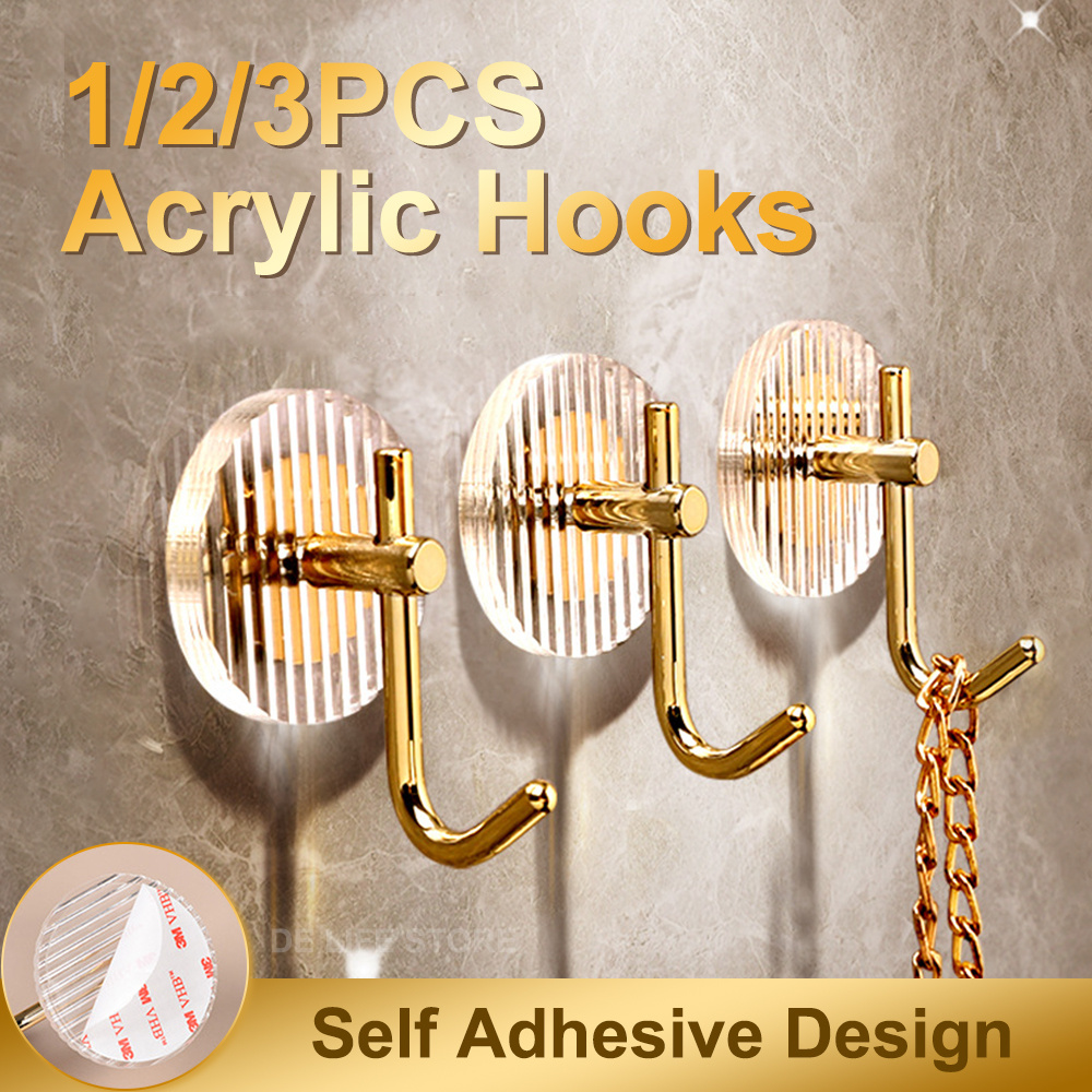 Adhesive Wall Hooks Acrylic Shower Hooks Hanging Self - Temu Australia