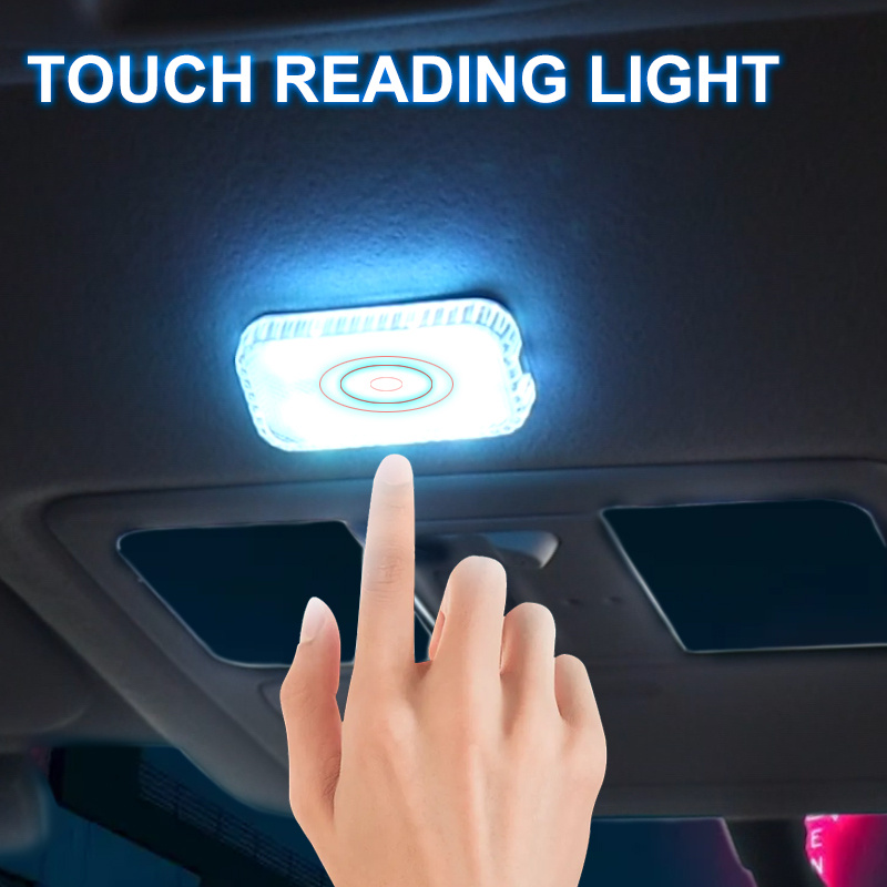 LED Touch Light Mini Wireless Car Interior Lighting, Roof Ceiling Reading  Lamp For Door Foot Trunk Storage Box, USB Charging