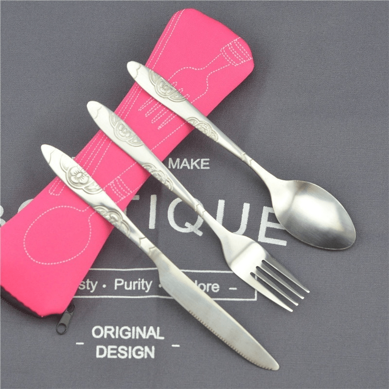 Dinnerware Portable Printed Stainless Steel Spoon Fork Steak - Temu