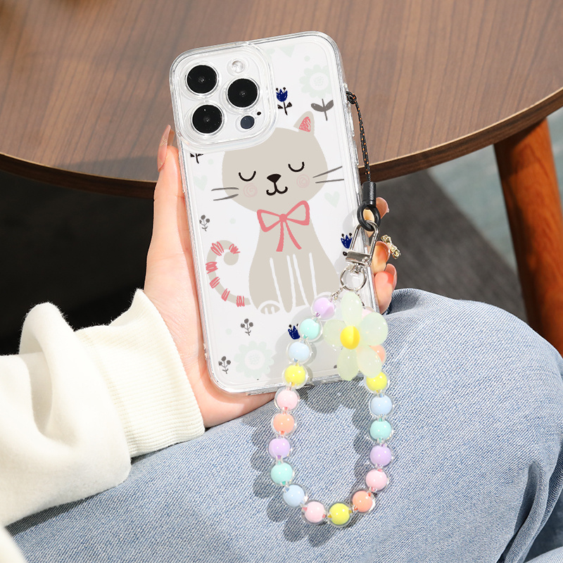 Para iPhone 14 Pro 2 en 1 funda para teléfono con pulsera (gato