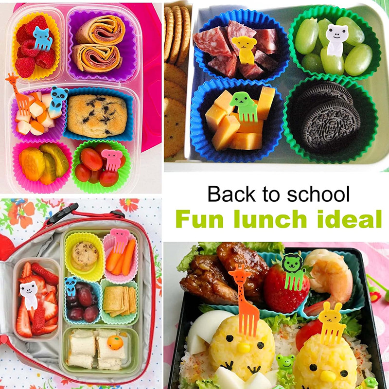 40 Pcs Silicone Lunch Box Dividers, Bento Bundle Lunch Box Dividers for Kids  Lunch Accessories