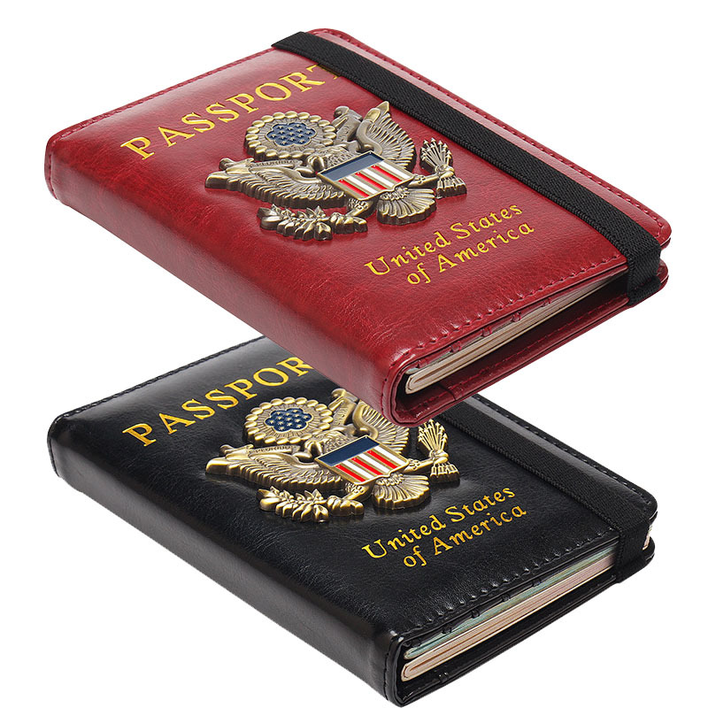 rfid antimagnetic passport holder passport book us metal state badge pack multi card elastic passport cover