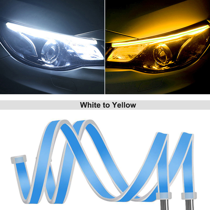 Jeu de 2 bandes LED lumière du jour pour voiture - pour 2 phares - couleur  blanc à jaune