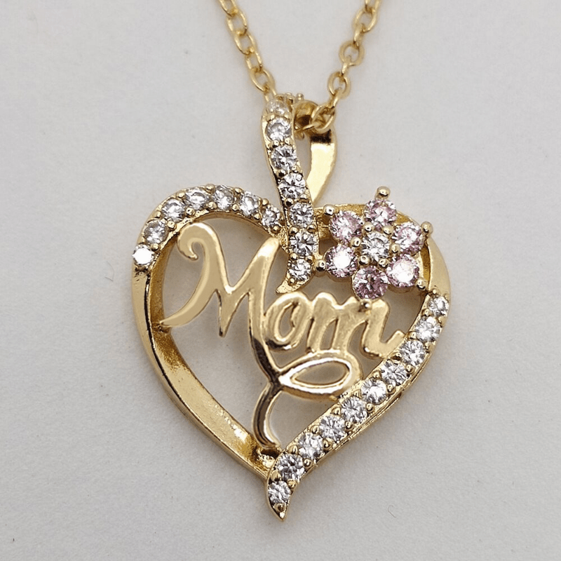 

Creative Trendy Elegant Exquisite Heart Flower "mom" Pendant Necklace Decorative Accessories Holiday Birthday Party Anniversary Jewelry Mother's Day Gift