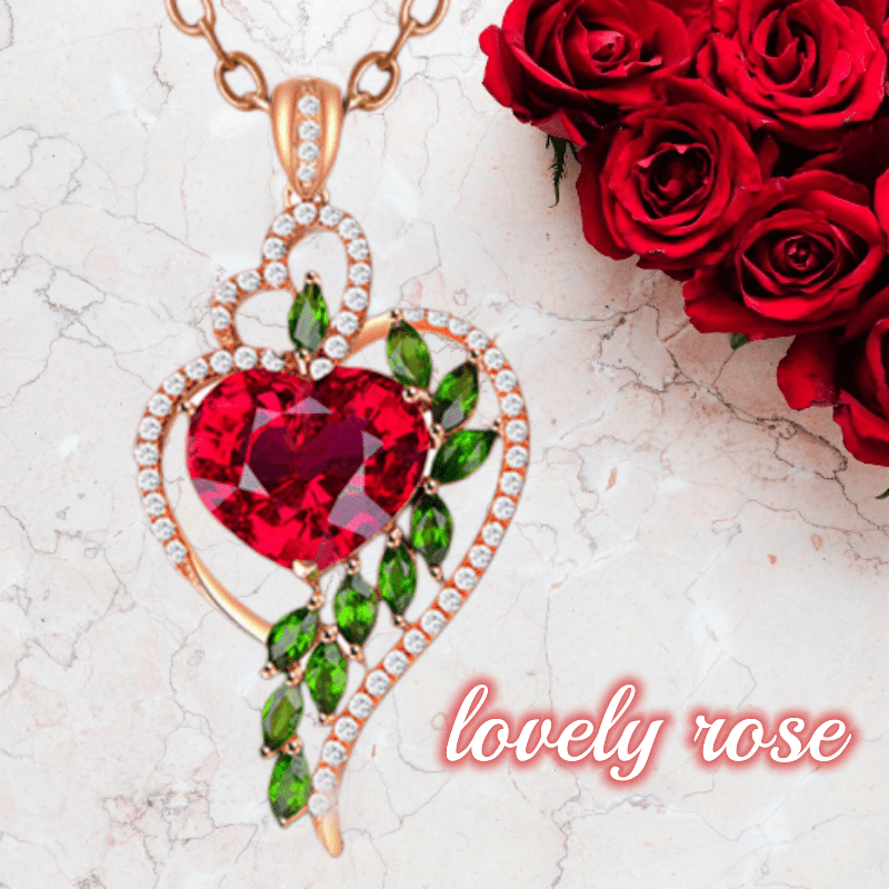 creative elegant trendy exquisite sweet rose heart pendant alloy necklace decorative accessories holiday birthday party gift for girls 3