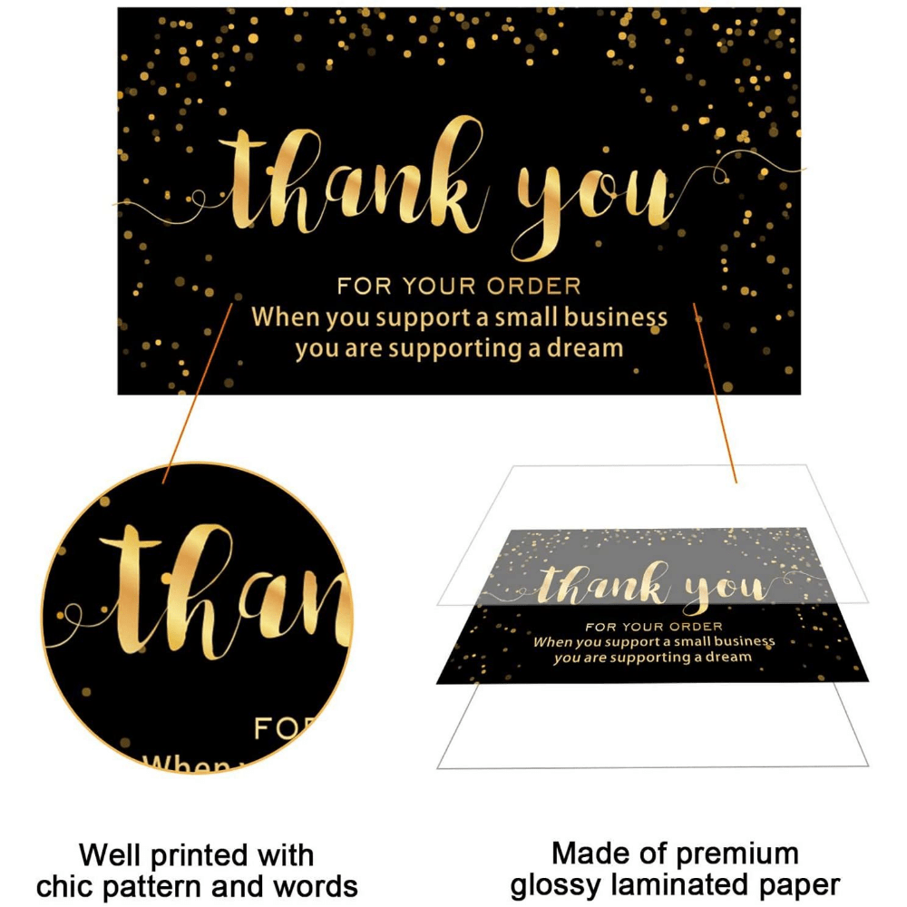 Black and Gold Thank You Card