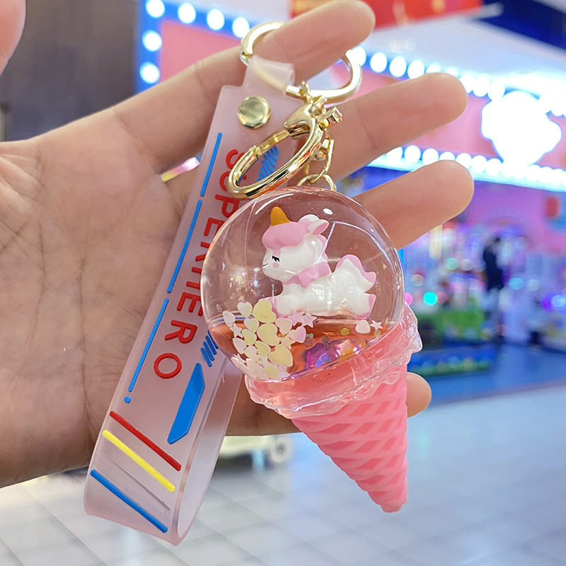 Ice Cream Unicorn Floating Bottle Keychain For Student - Temu