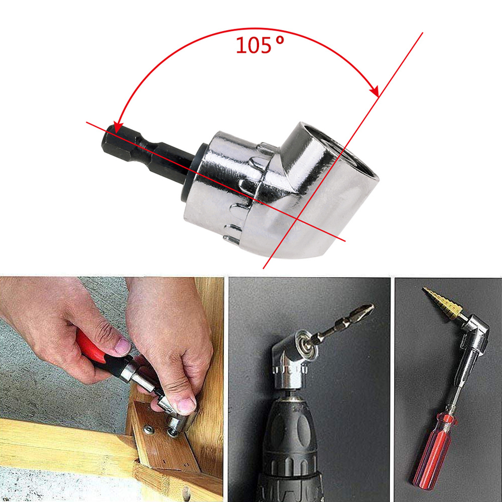 Flexible Drill Bit Extension + Right Angle Drill Attachment, 105 Degree Right  Angle Drill Bit Adapter, Angled Screwdriver for Tight Space (Long & Short)  SPB-3 : : Home Improvement