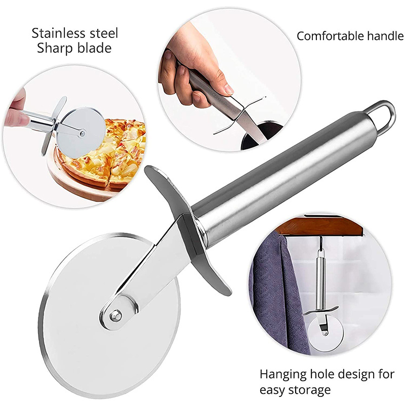 Stainless Steel Pizza Cutter Slicer Wheel Cake Bread Pies Round Knife Pasta  Dough Baking Kitchen Cooking