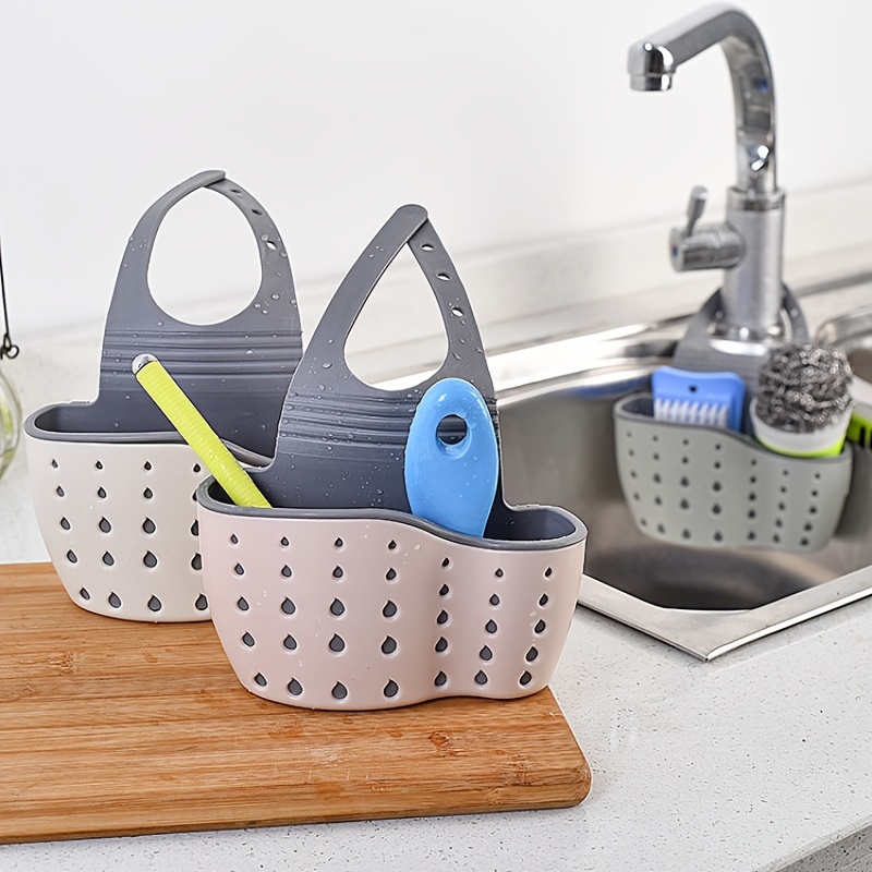 1pc Kitchen Organizer, Adjustable Snap Sink Sponge Holder, Kitchen Hanging  Drain Basket, Kitchen Gadget