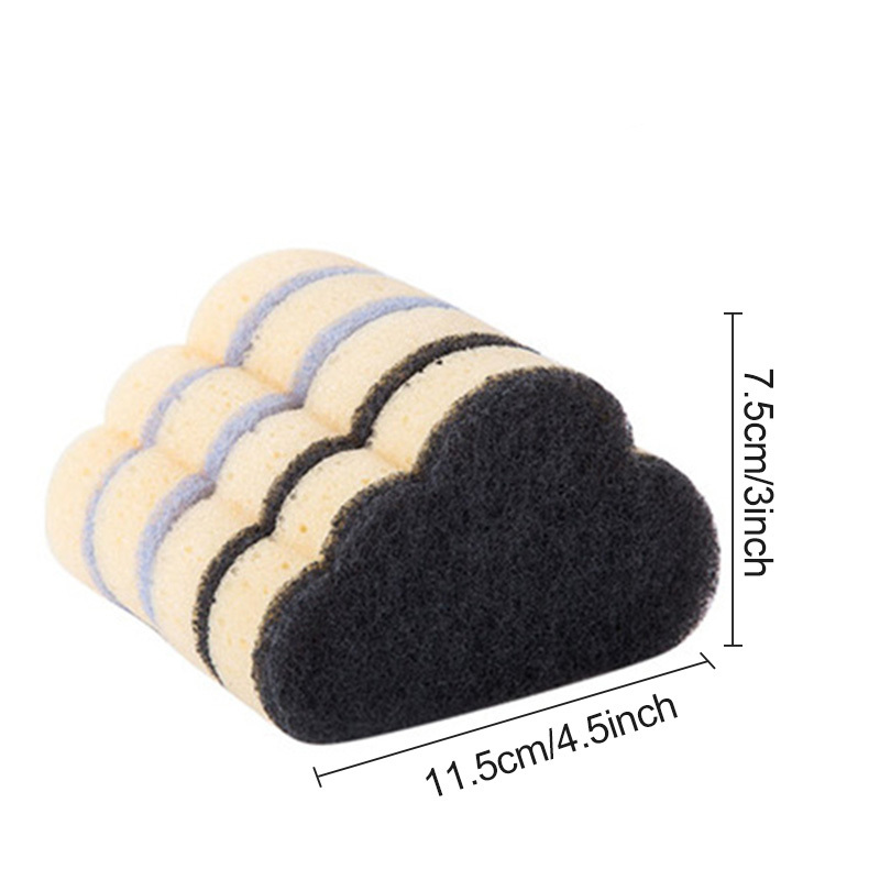 4pcs Blue S-shaped Sponge Scrubbers Double-sided Cleaning Sponges