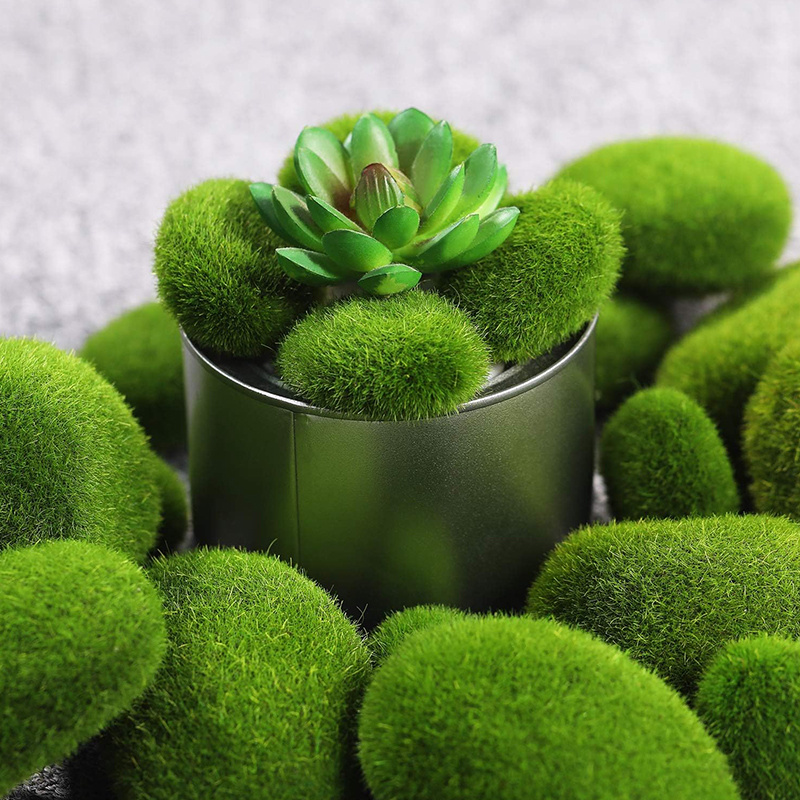 12pcs, Different Size Artificial Moss Rocks Decorative Faux Green Moss  Covered Stones, Home Decor, Room Decor