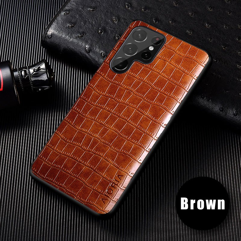 Samsung Galaxy S23 Ultra Luxury Brand Case Cover Brown