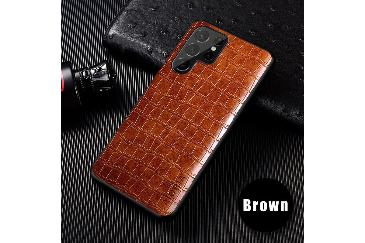 Samsung Galaxy S23 Ultra Luxury Brand Pu Leather Case Cover (Brown