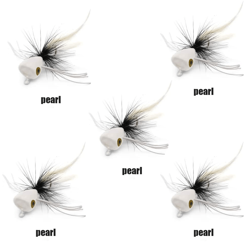 5pcs Topwater Fly Fishing Poppers - Floating Dry * Bugs Insect Lures for  Bass Trout Sunfish Salmon - Fishing Gear Accessories