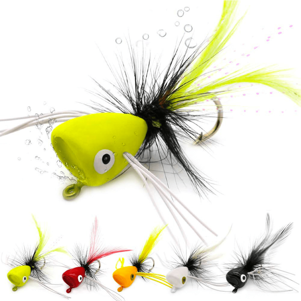 Fly Dry Flies Kit,Foam Float Fly Fishing Bass Popper Fly Fishig Lure  Colorful Fly Tying Set Topwater Panfish Bait Bugs Trout Bobber Lure  Bluegill