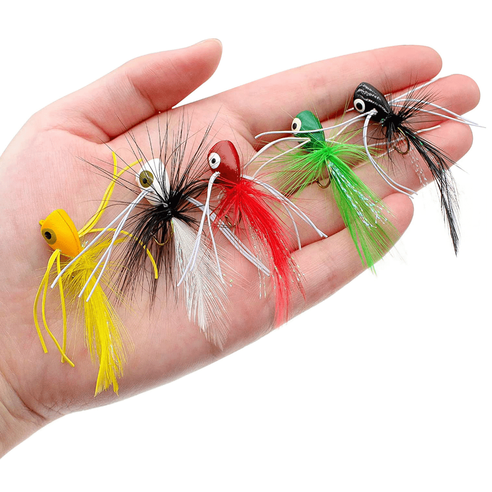 5pcs Topwater Fly Fishing Poppers - Floating Dry * Bugs Insect Lures for  Bass Trout Sunfish Salmon - Fishing Gear Accessories