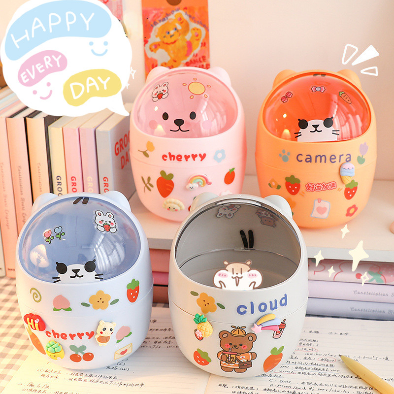 Kawaii Stationery Storage Box Desktop Makeup Organizer Hand - Temu