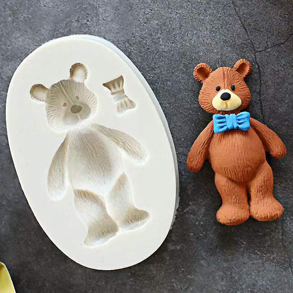 

1pc, Cute Bear Chocolate Mold - 3d Silicone Cartoon Candy Mold For Diy Cake Decorating And Baking - Kawaii Fondant Mold With Bowtie - Perfect Kitchen Gadget And Home Kitchen Item